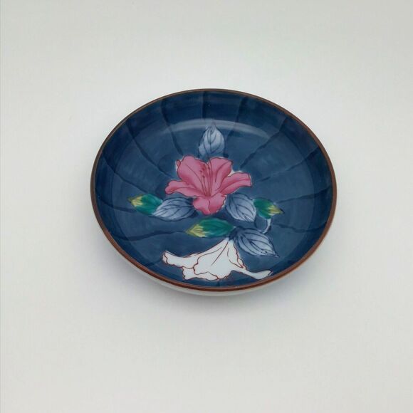 VTG Japanese Signed Porcelain Bowl Floral Sushi Trinket Sometsuke Hand Painted - Picture 1 of 5